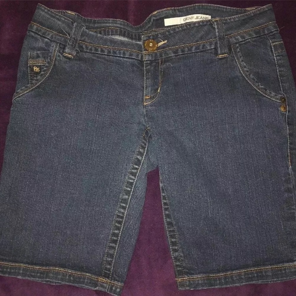 DKNY Womens Jeans Bermuda Shorts Denim Medium Wash